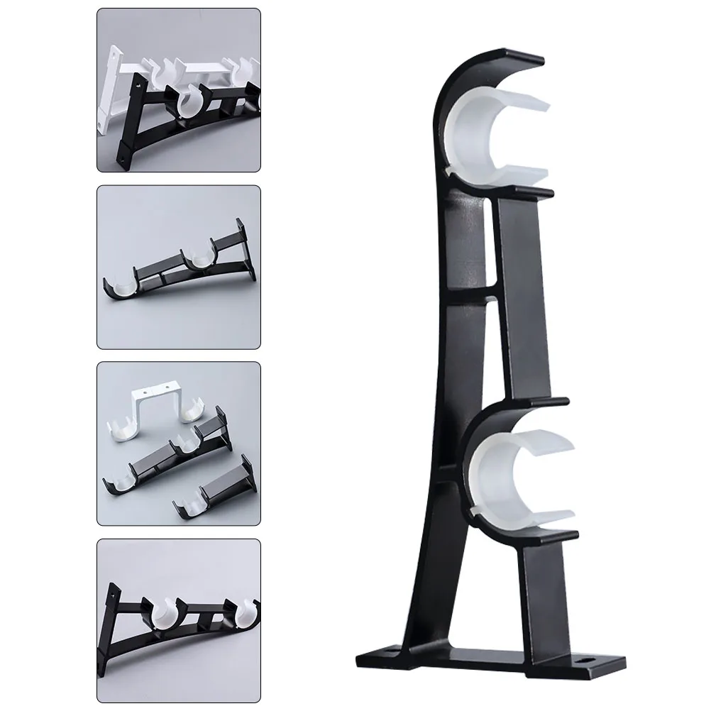 

1pc Heavy Duty Aluminum Alloy Curtain Rod Bracket Wall Mount Double Rod Holder For Home Decor Window Dressing Accessories