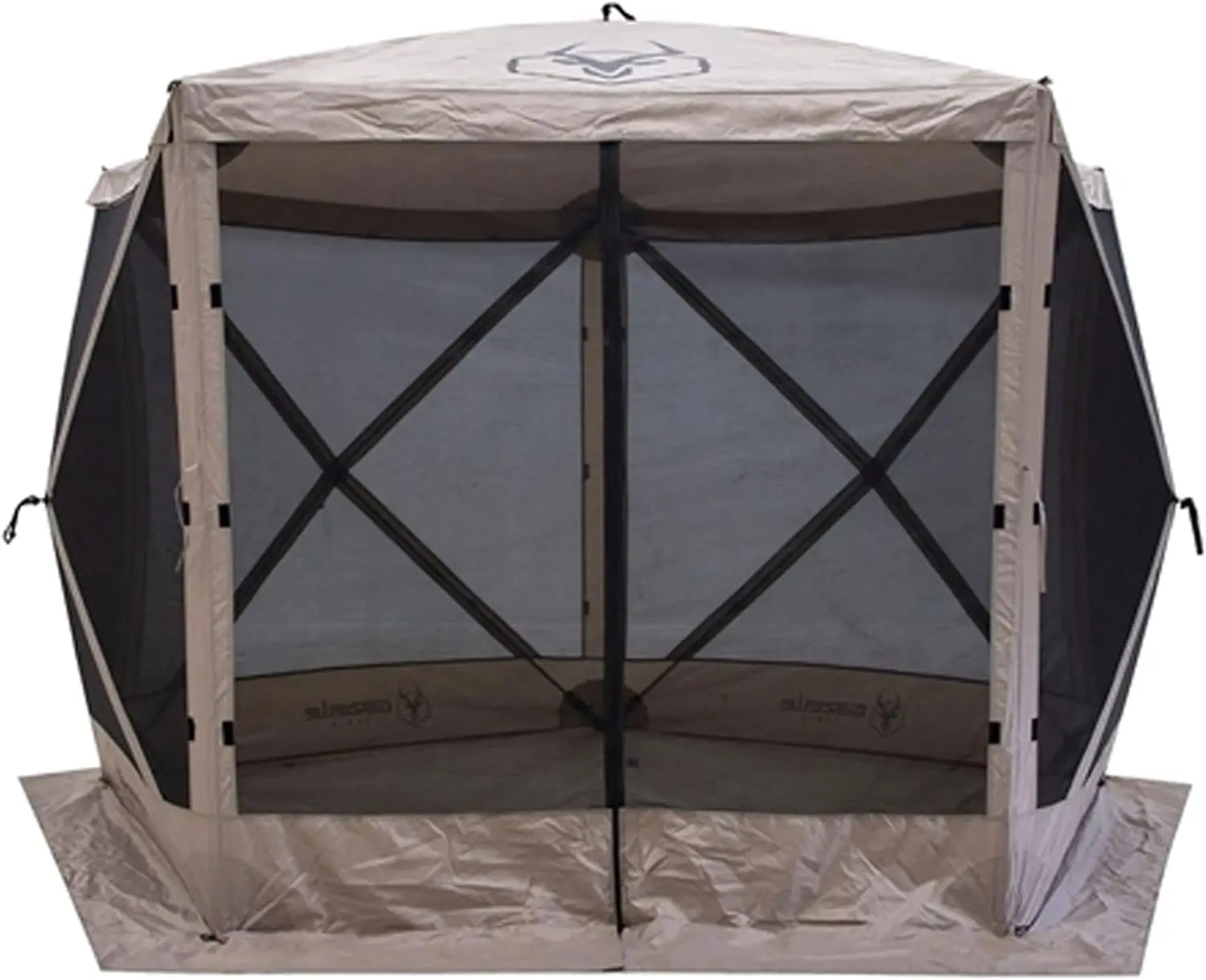 Tents 4 Person Waterproof Pop Up 5 Sided Portable Gazebo Screen Canopy Tent with Large Main Door, Wind Panels, and Screens, Dese