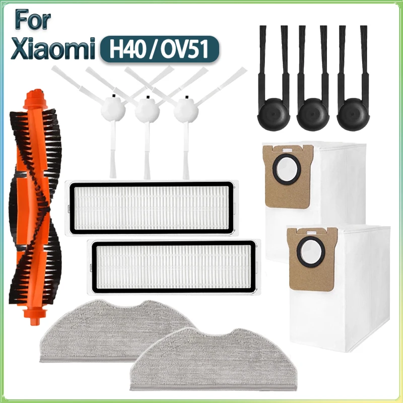 Adatto per accessori per aspirapolvere robot Xiaomi H40/OV51: spazzola principale Spazzola laterale Filtro HEPA Sacchetto per la polvere in tessuto