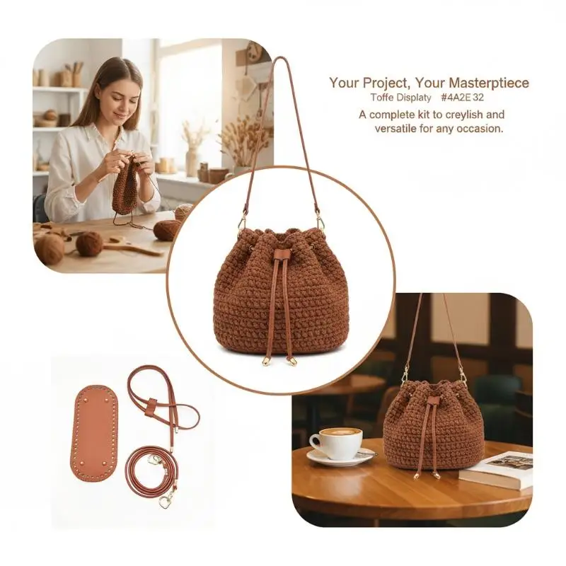New Handmade Purse DIY Kit PU Leather Bucket Bag Chain Strap Easy Craft Kit for Unique Women Handbag Making Projects Gift