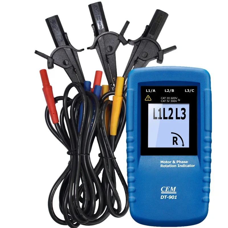 Energia Elétrica Fase Detector Indicador de Fase Indicador de Direção Trifásica Dt-901