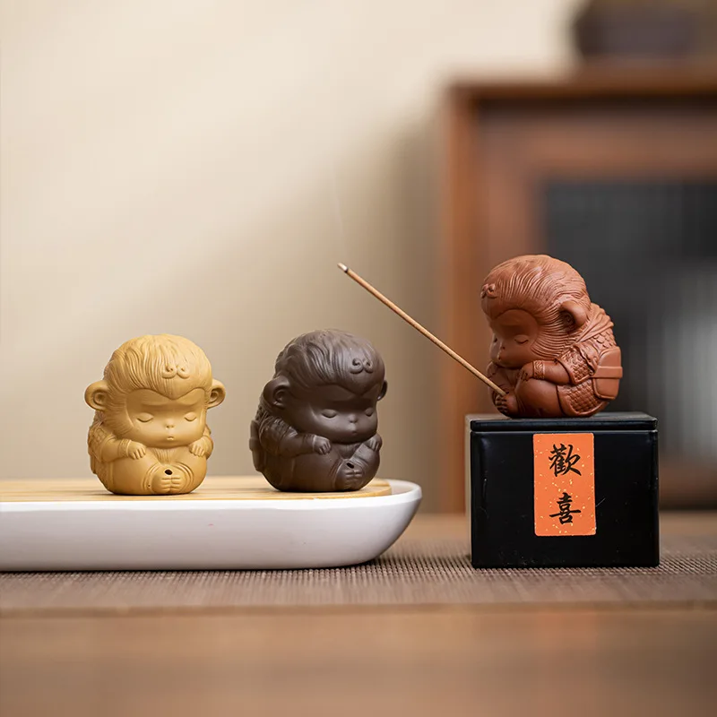 Tea pet decoration Wu air line fragrance insert boutique can raise monkey Qi Tian Da saint home incense holder aromatherapy room