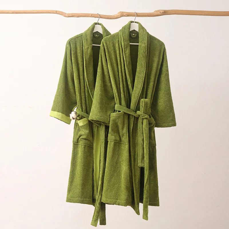 

100% Cotton Hotel Terry Robe Couple Towel Bath Robe Plus Size Winter Thick Warm Kimono Robes Mens Sleepwear Women Dressing Gown