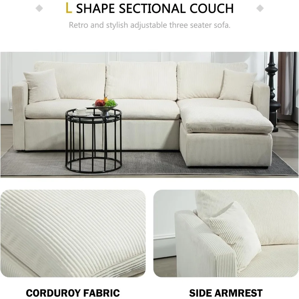 أريكة مقطعية على شكل حرف L مكونة من 3 مقاعد مع مسند، مجموعة أريكة مريحة ذات مقعد عميق لغرفة المعيشة #3