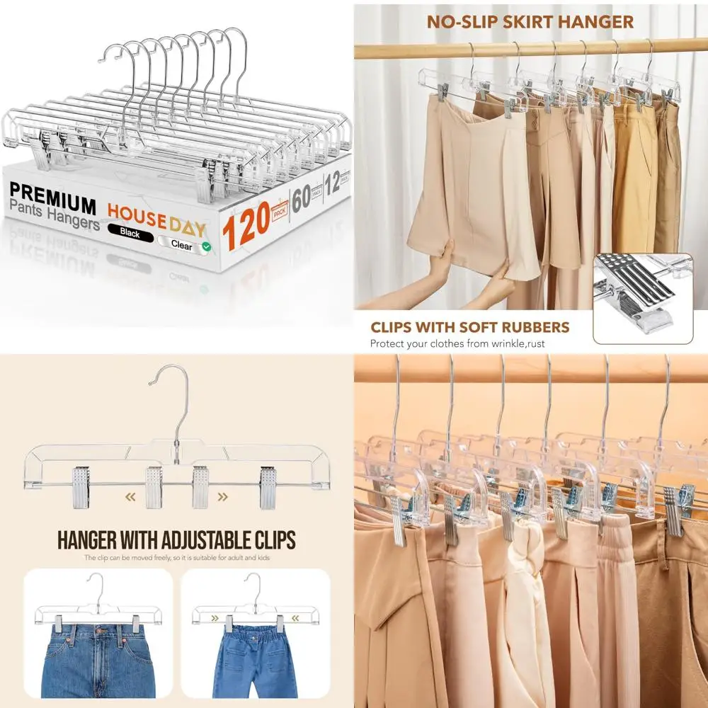 شماعات السراويل البلاستيكية والتنورة مع مشابك، منظم تعليق نسائي مقاس 14 بوصة للجينز والتنانير #1