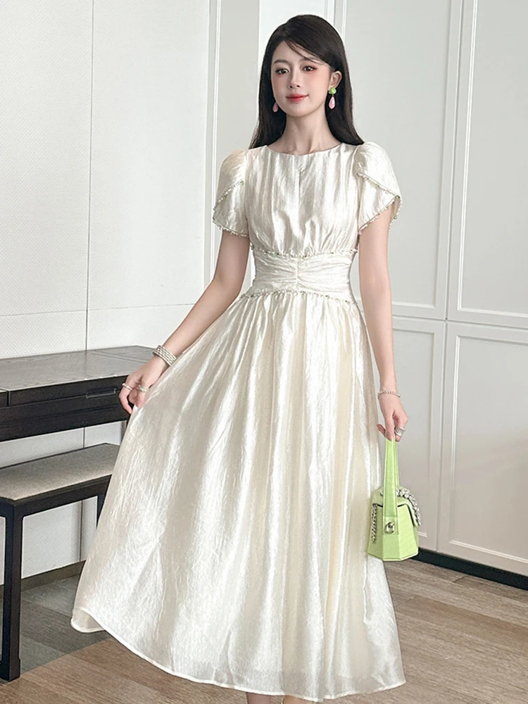 ชุดราตรีสไตล์ฝรั่งเศสสำหรับผู้หญิง ดีไซน์หวานแหววแบบนางฟ้า ประดับมุก คอร์เซ็ท จีบระบายทรงบอลกาวน์ ชุดเดรสงานวันเกิด งานปาร์ตี้ ชุดราตรีออกงานหรูหรา