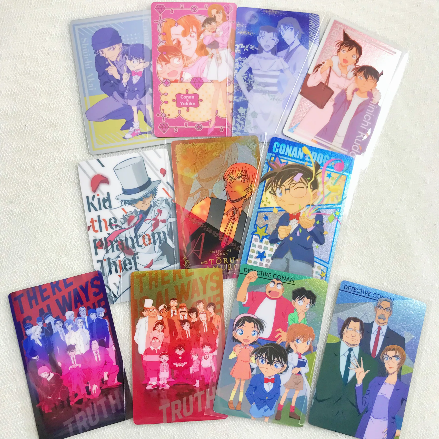 Anime Detective Conan Figure Flash Card, Kudou Shinichi Akai shūachi Photo Cards, Cosplay Bookmark para Fan Collection Toys Gifts