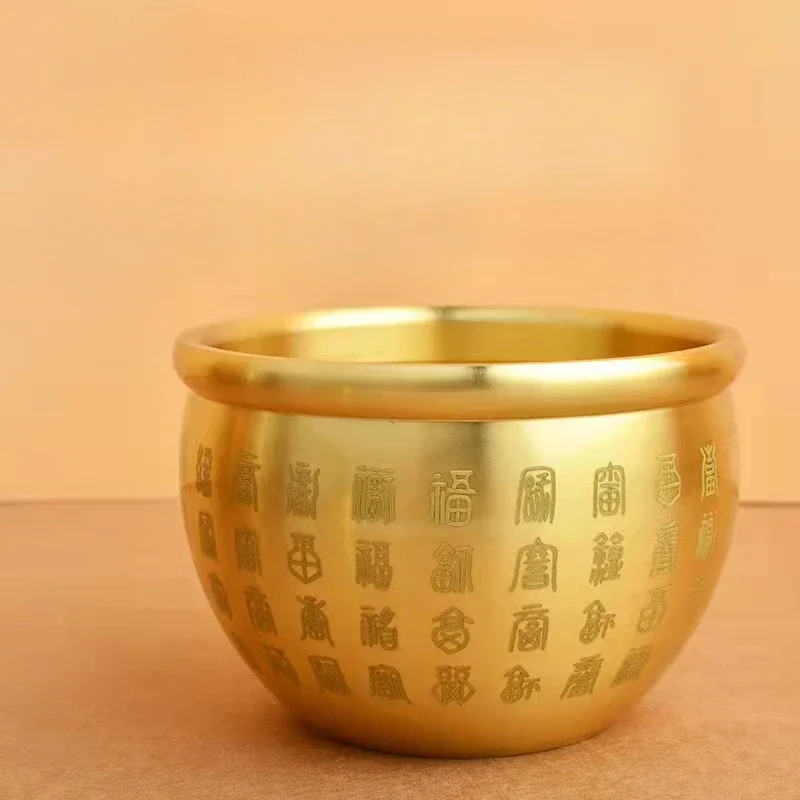 Cuenco dorado Feng Shui de cien bendiciones, mano de obra fina, regalos significativos, materiales de cobre exquisitos