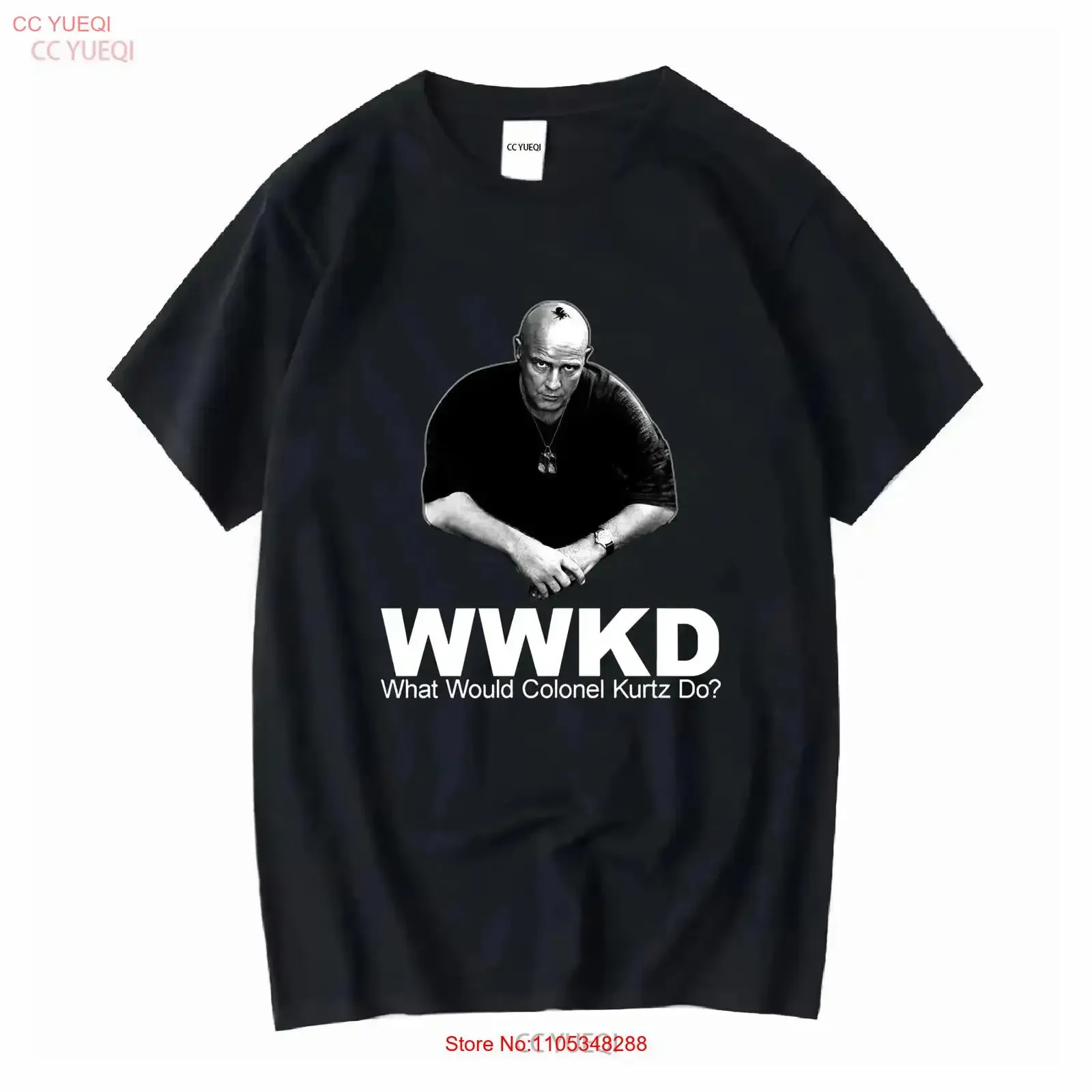 Camiseta vintage con diseño de la frase "¿Qué haría el coronel Kurtz? Apocalypse Now", ropa de diseñador con efecto lavado, top para uso diario, elegante y ligeramente masculino