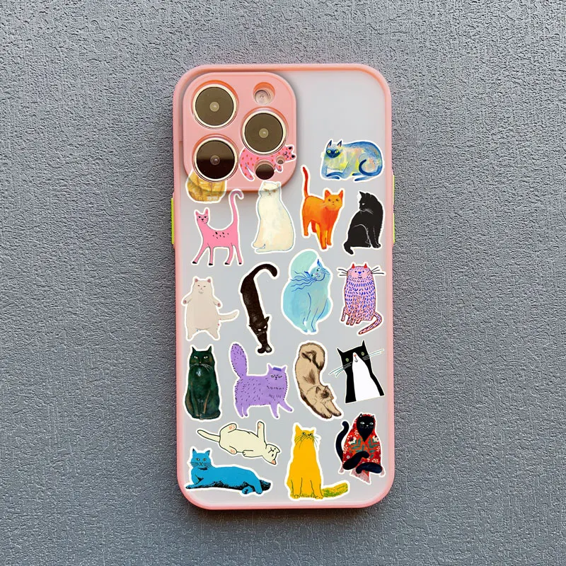 

Creative Art Color Cats Phone Case For iPhone 14 13 12 Mini 11 Pro Max 15 16 Pro Max Plus XR X XS 7 8 Plus SE2 Shockproof Covers