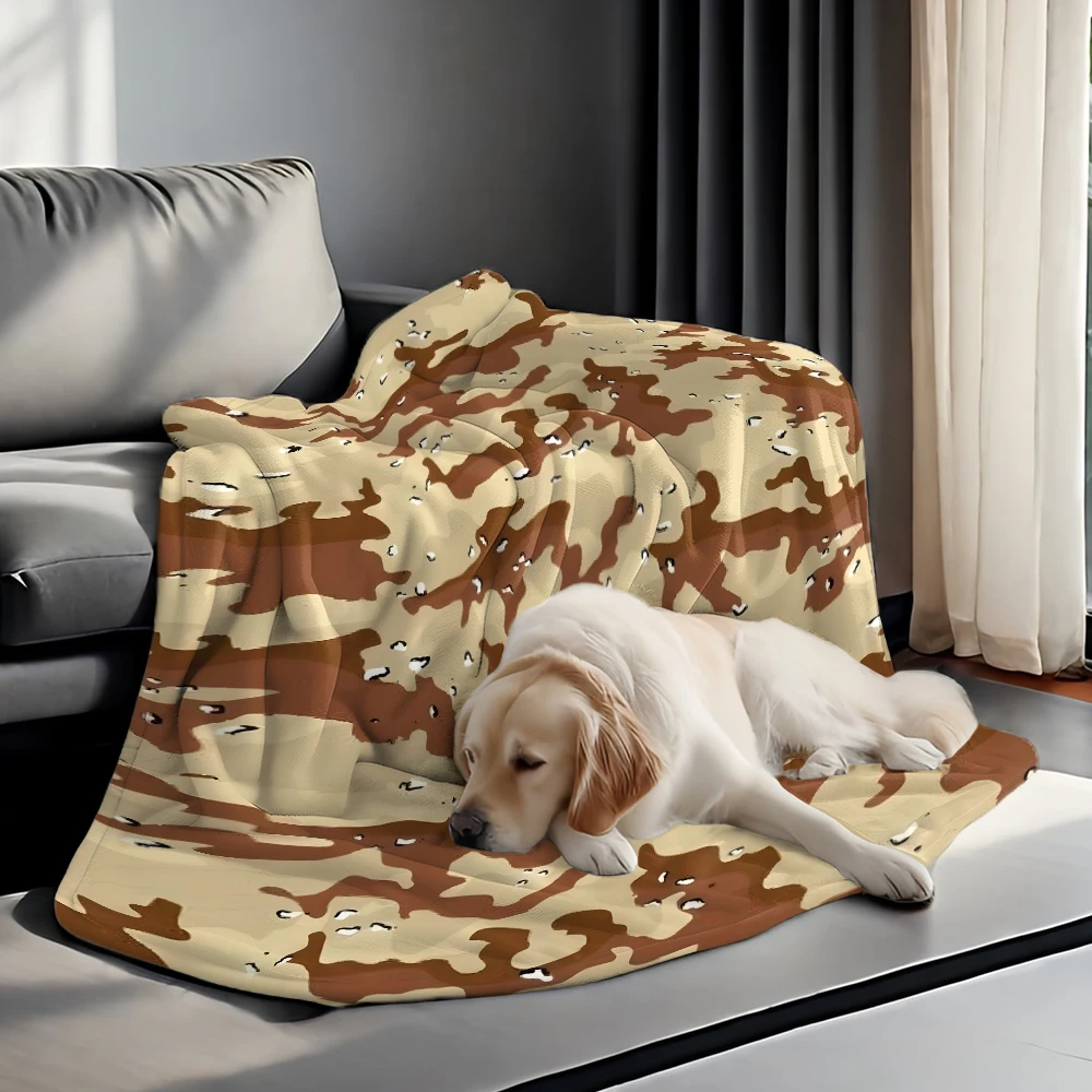 Desert Digital Camouflage Flannel Blanket Cartoon Printed Throw Blanket for Kids Adults Soft Plush Bed Sofa Cover Gift