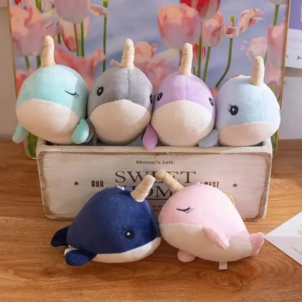 Fashion Soft Cartoon Plush Whale Keychain Stuffed Fluffy Animal Plush Whale Doll Cartoon Cute Whale Plush Pendant Decoration