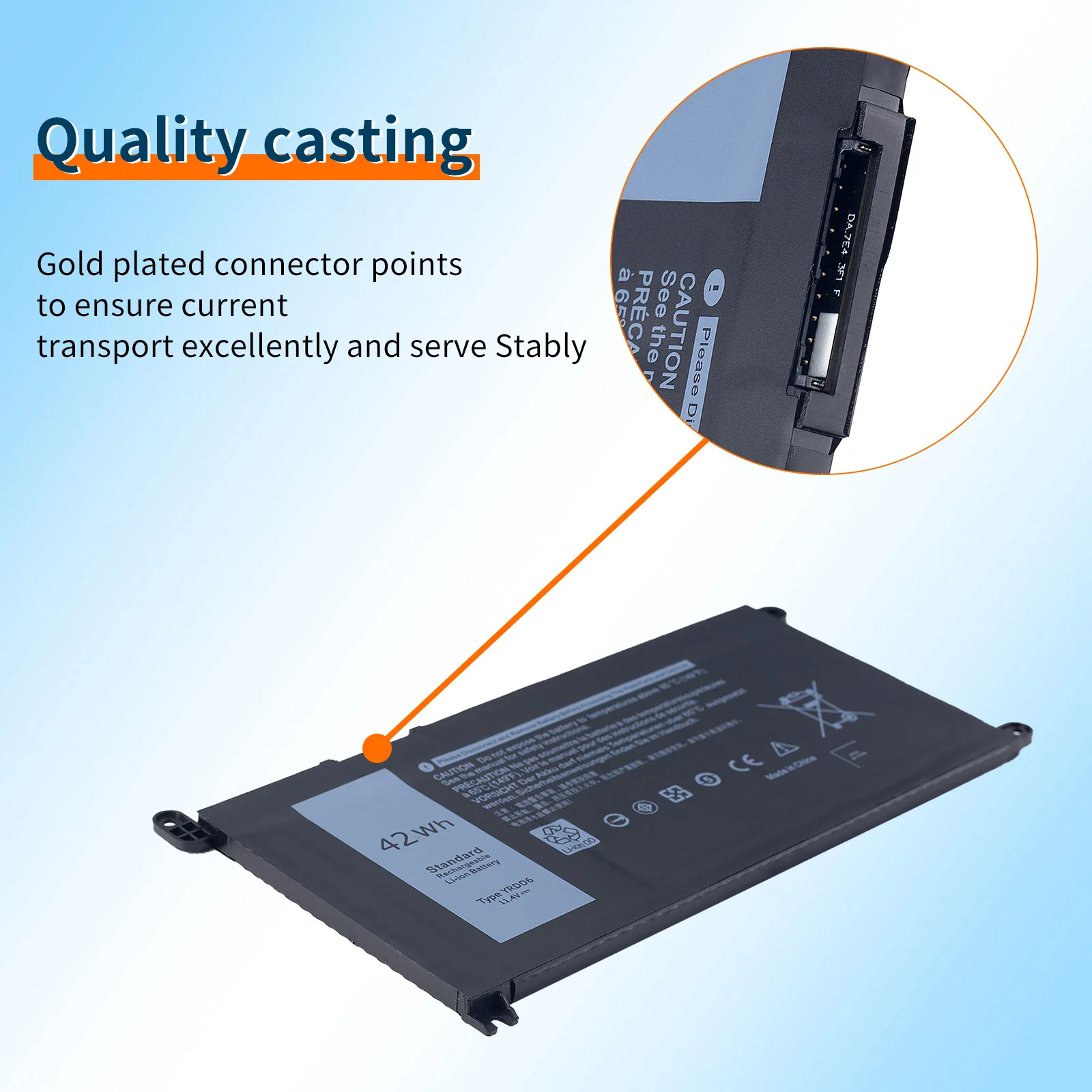 BVBH YRDD6 laptop battery lithium ion batteries 11.4V 42Wh For D-ell i-nspiron5480 5482 5485 5584 5488 B07DFK12MV FW8KR RRJDX