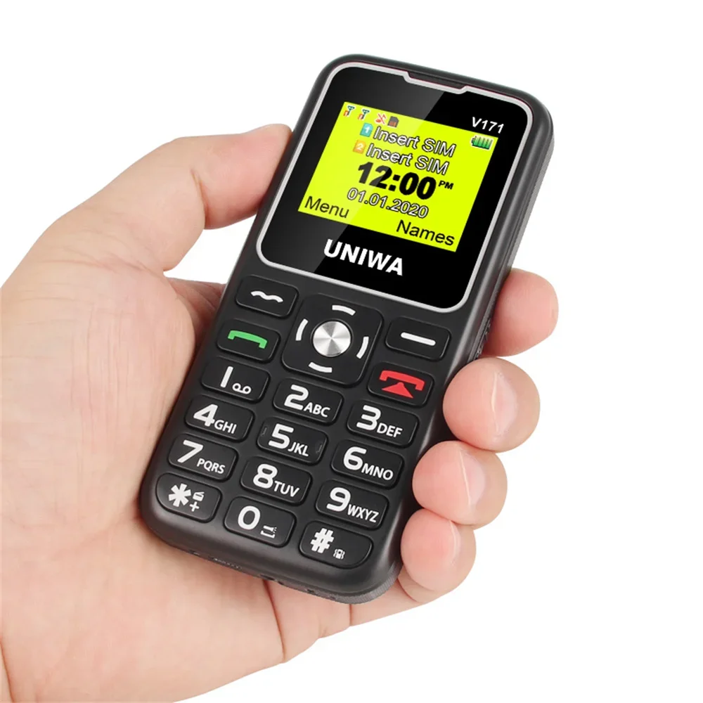 هاتف UNIWA-هاتف محمول لكبار السن ، هاتف ميزة V171 ، 2G ، GMS ، in ، لاسلكي ، FM ، كبار السن ، ms ، رصيف شحن مجاني ، SOS