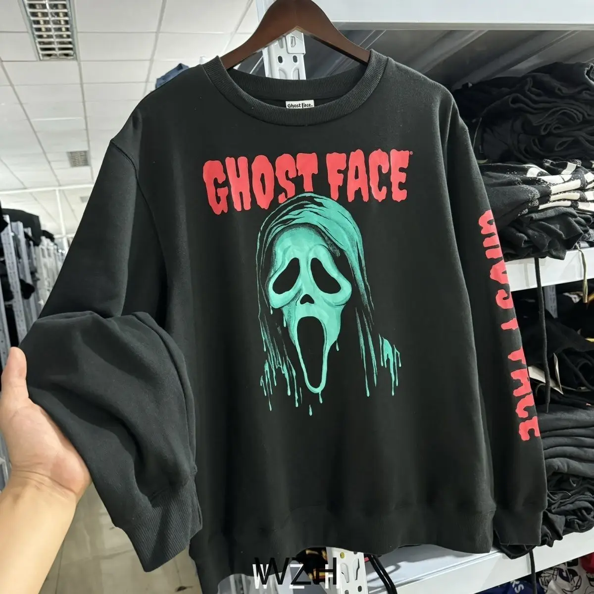 Ghost Face. Screaming Casual Crew Neck Sweater Niche Autumn and Winter Thin Velvet Male and Female Couples Winter Clothes Women