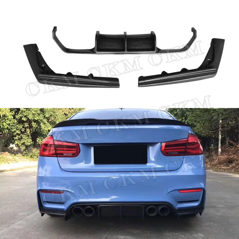 

CKMUUER Car Rear Bumper Lip Spoiler Diffuser for BMW 3 4 Series F80 M3 F82 F83 M4 2014 - 2019 3PCS V Style ABS Gloss Black