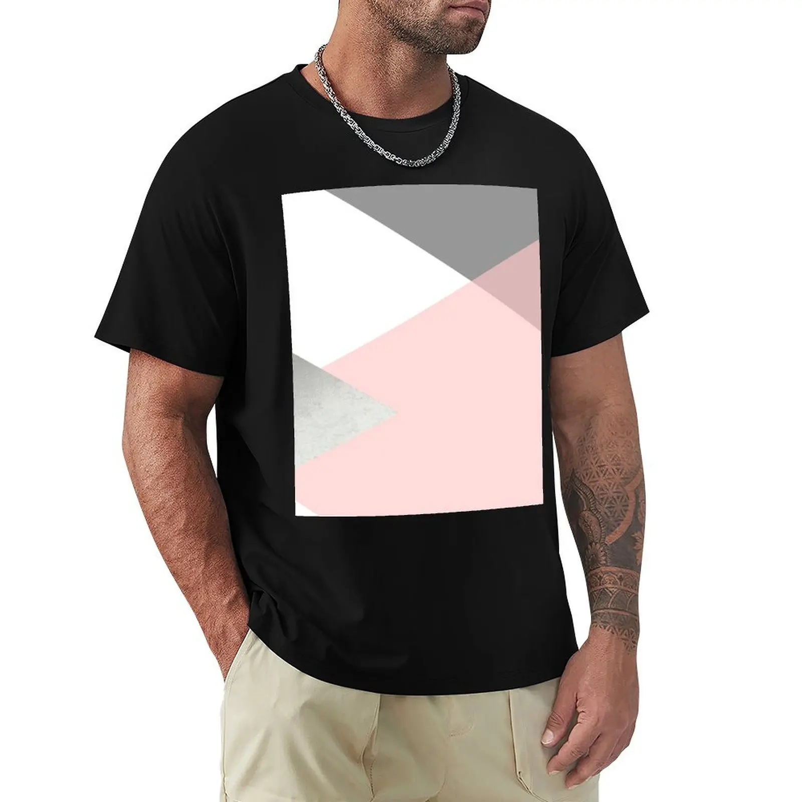 Geometrics - grey blush silver T-Shirt Anti-Pilling Casual T-Shirt