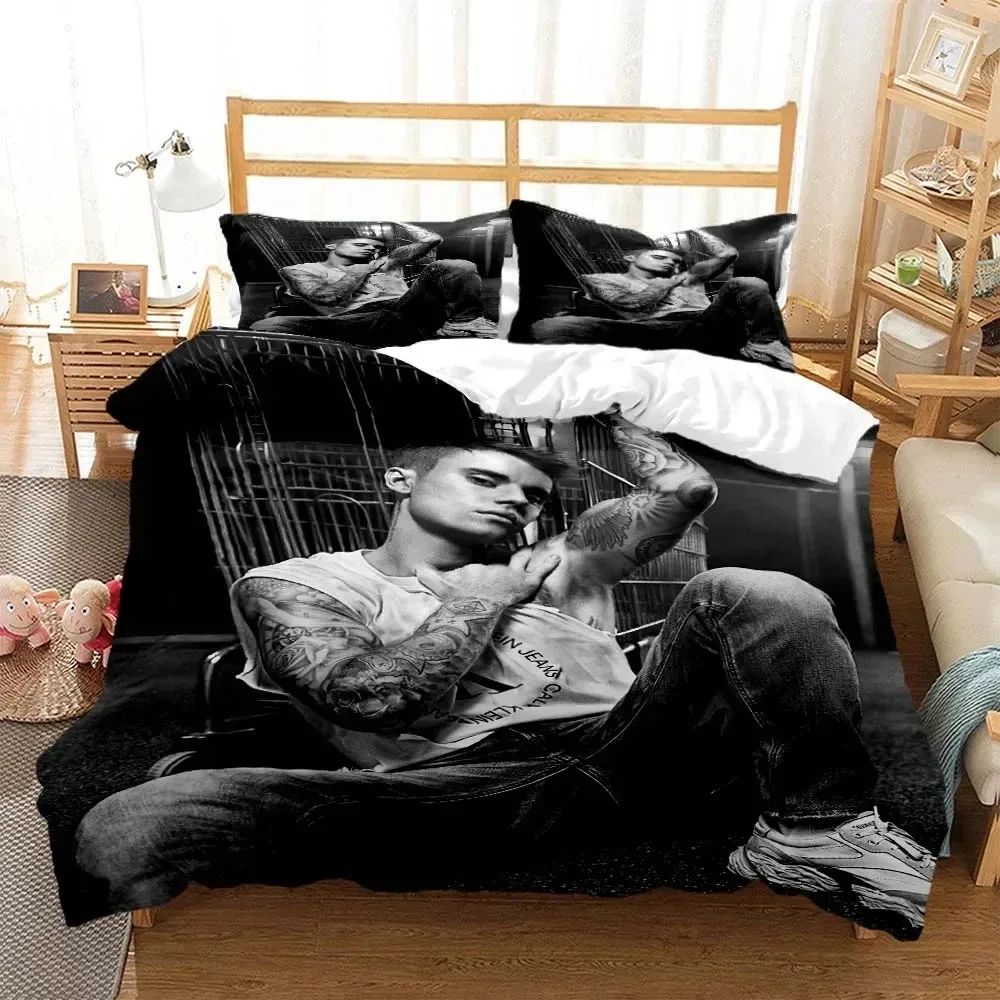 

Singer Justin Bieber Bedding Set Bed Supplies Set Kids Anime Duvet Cover Bed Comforter Set Bedding Single Double King Size