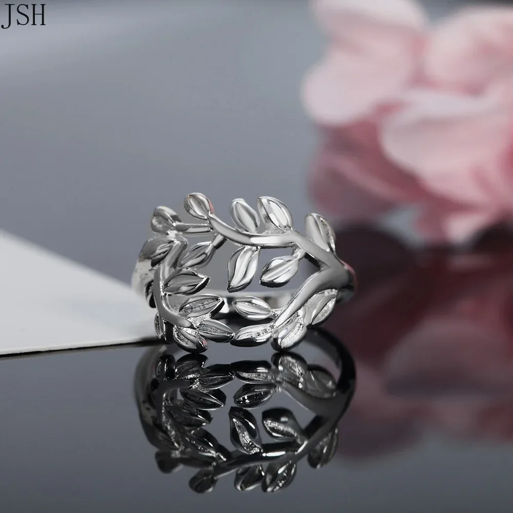 Wholesale Beautiful Flower Silver Ring Leaf Hot Cute Noble Pretty Fashion Wedding 925 Sterling Silver Women Lady Ring Jewelry