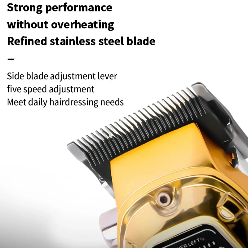 Kemei Cordless Rechargeable Hair Trimmer Electric Hair Cutting Machine Transparent Body Professional Barber Hair Clipper for Men