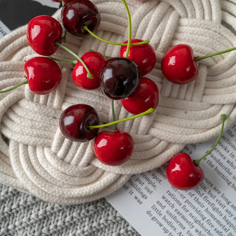Simulation Cherry Fake Fruit Model Cherry Ornament Craft Food Photography props Party Decor Home Decor
