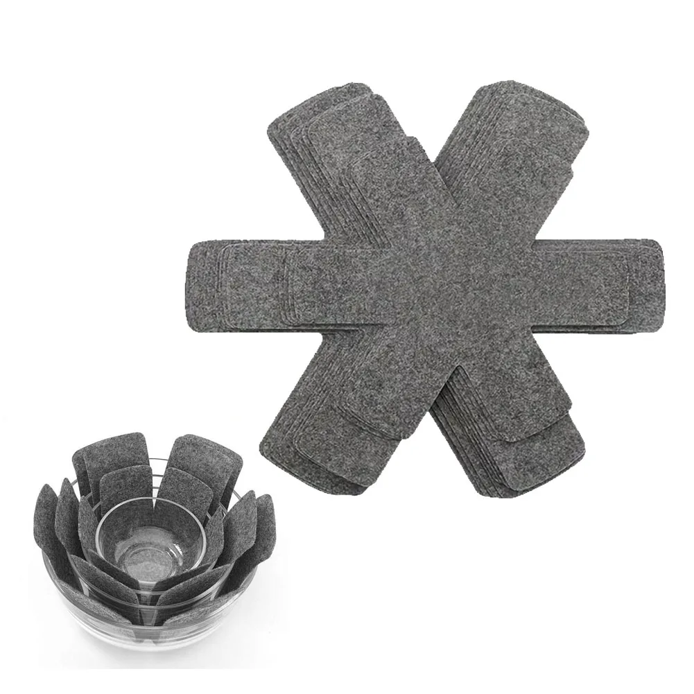 Pot Pan Felt Protectors Divider Pads Heat Resistant Prevent Scratching Separate Mat Surfaces For Cookware Kitchen Tool 12pcs/set