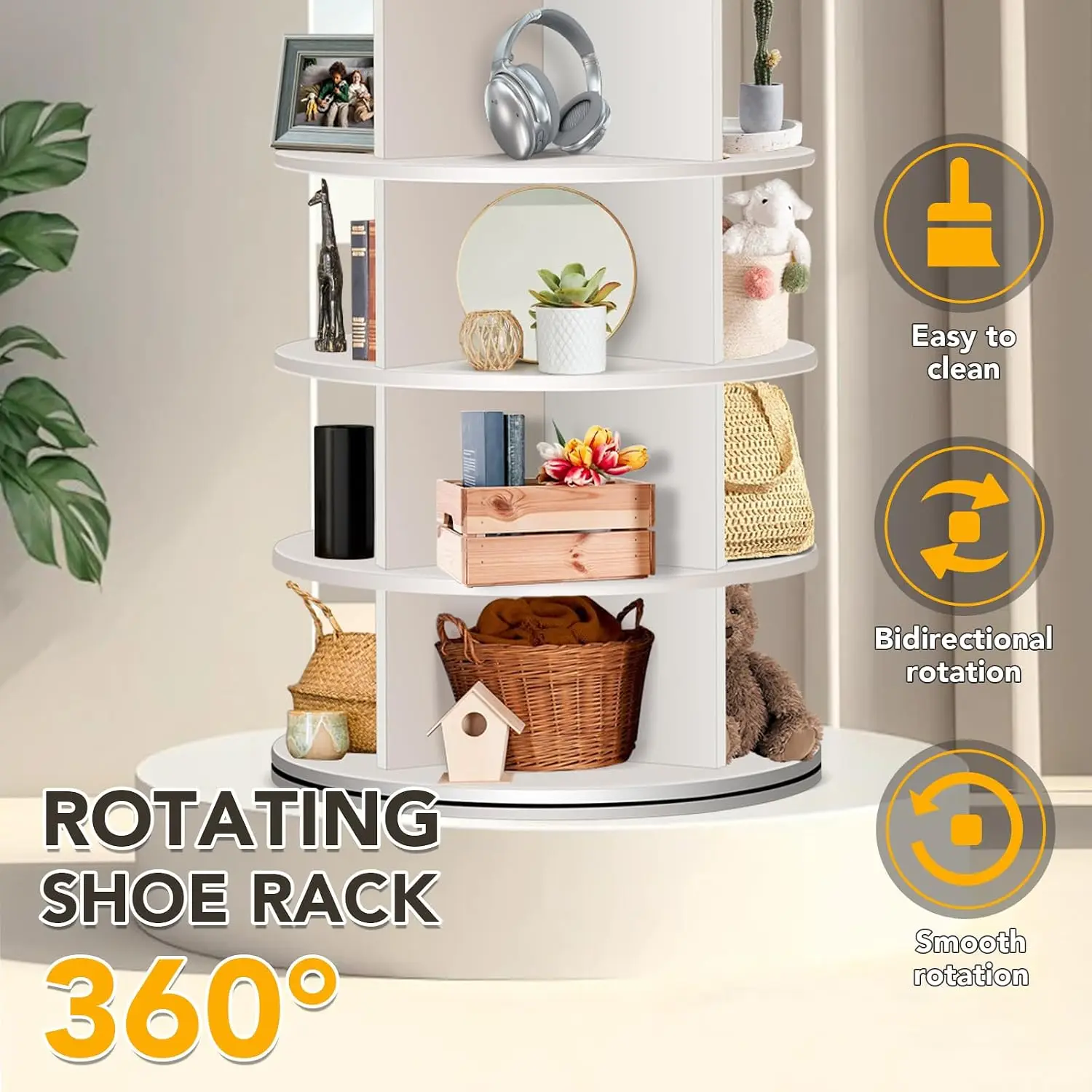 7 Tier Rotating Shoe Rack 360° Free Standing Organizer Multifunctional Storage Tower Spinning , Customized