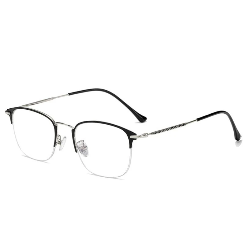 Metal Photochromism Gray Lens Prescription Eyeglasses Women Men Half Frame Square Shortsighted Eyewear 0 -0.5 -0.75 To -6.0