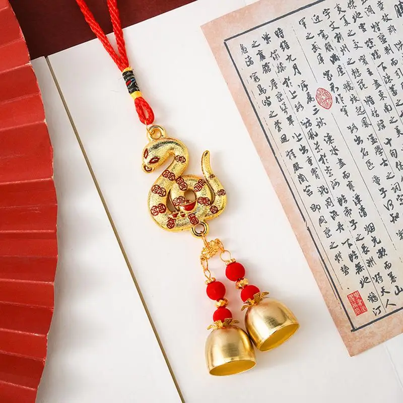 

Lucky Charm Red Tassels with Bell New Year of the Snake pendant Chinese style Spring Festival decoration wind chime pendant bell