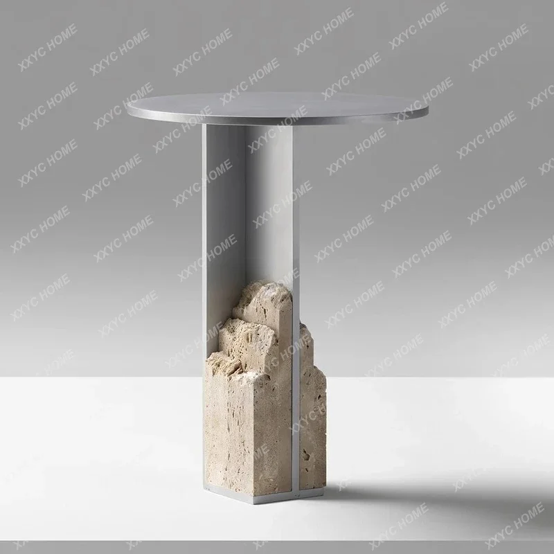 L high-end travertine sofa side living room personalized creative round table
