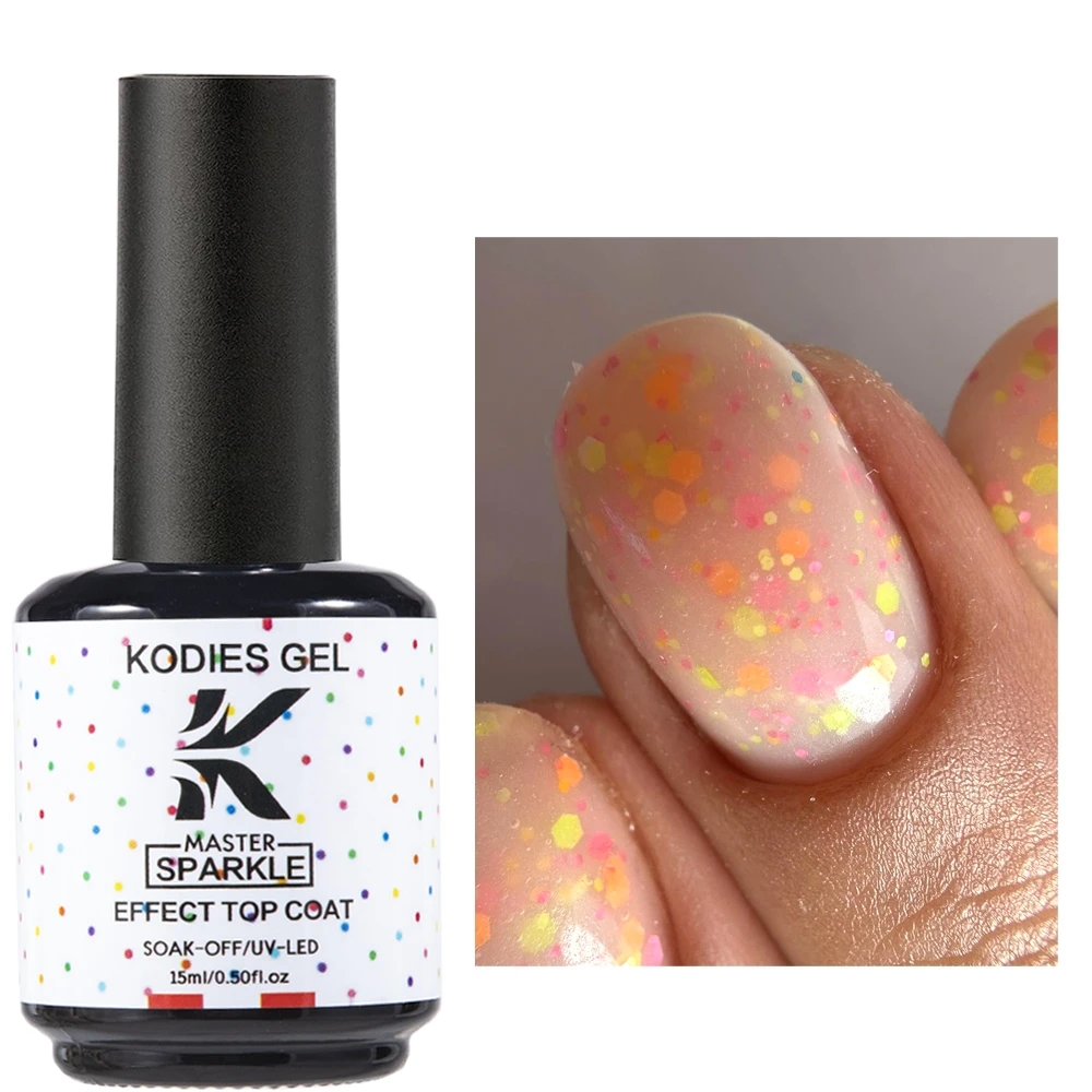 كودي جل حلويات معطف علوي جل ، طلاء أظافر ، شبه دائم ، فوق بنفسجي و ليد ، ترتر لامع ، رقائق ، جل علوي ، طلاء ورنيش ، 15 لون #6