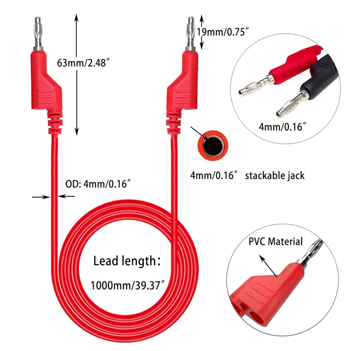 Banana Plug Silicone Test Leads Kit, 4mm Stackable Banana Plug with Threading Probe,Automotive Test Leads for Multimeter