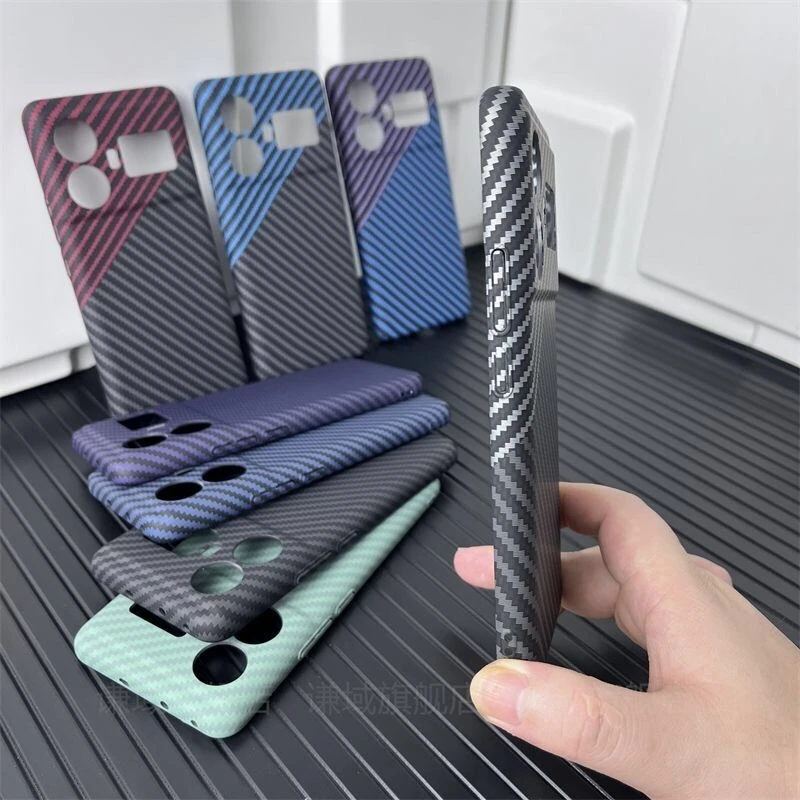 Carbon Fiber Stripe Case For Realme GT 5 6 Neo 5 6 GT3 PC Hard Cover For Realme GT5 GT Neo5 3 3T 2 7 Pro Coque Shockproof Bumper