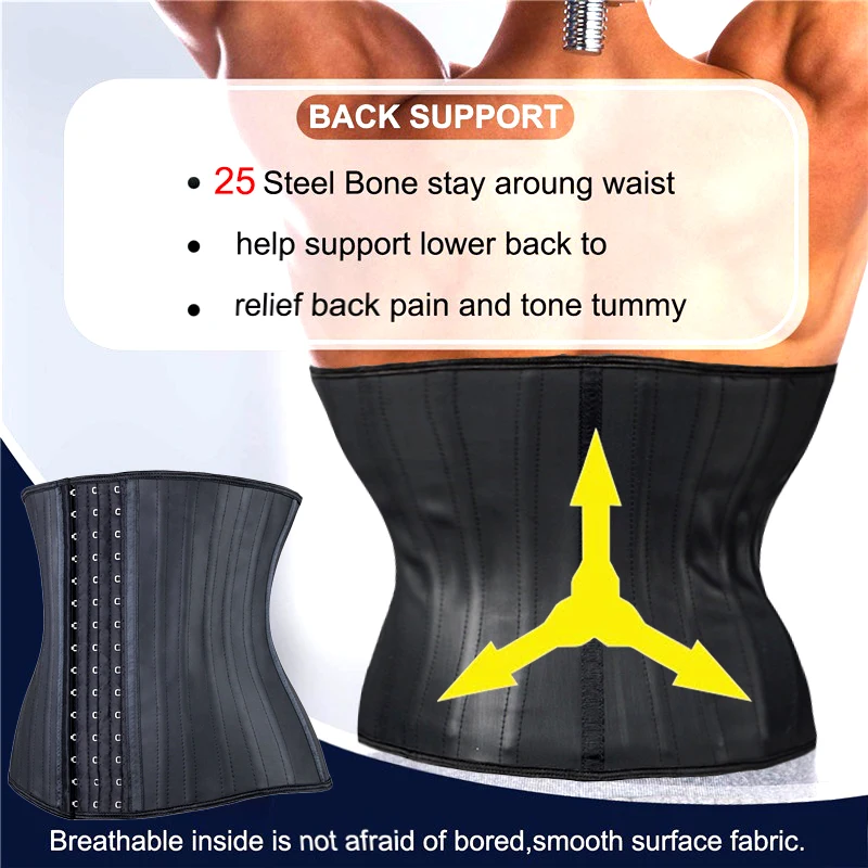 Fajas Colombian Body Shaper Girdles Men Modeling Strap Waist Trainer Fat Compression Belt Workout Shapewear Latex Cincher Corset