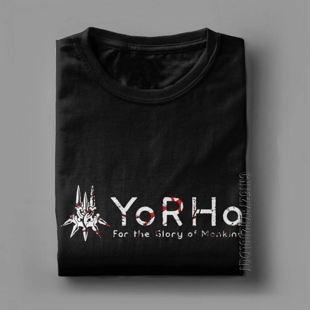 NieR Automata YoRHa Men T Shirt 2B Game Vintage Tee Shirt Male Tshirt O Neck T-Shirt 100% Cotton Party Clothes