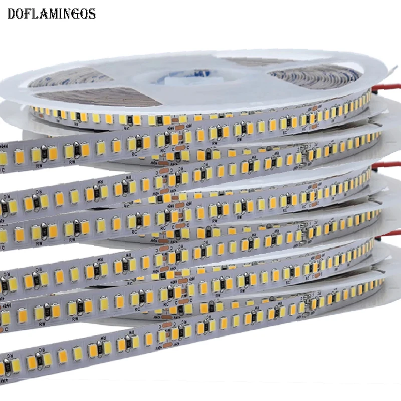 10M 2835 192Leds/m 24V 18W CW/WW Temperature Adjustable CCT Double Color LED Flexible Strip No Pressure Drop Led Strip Lights