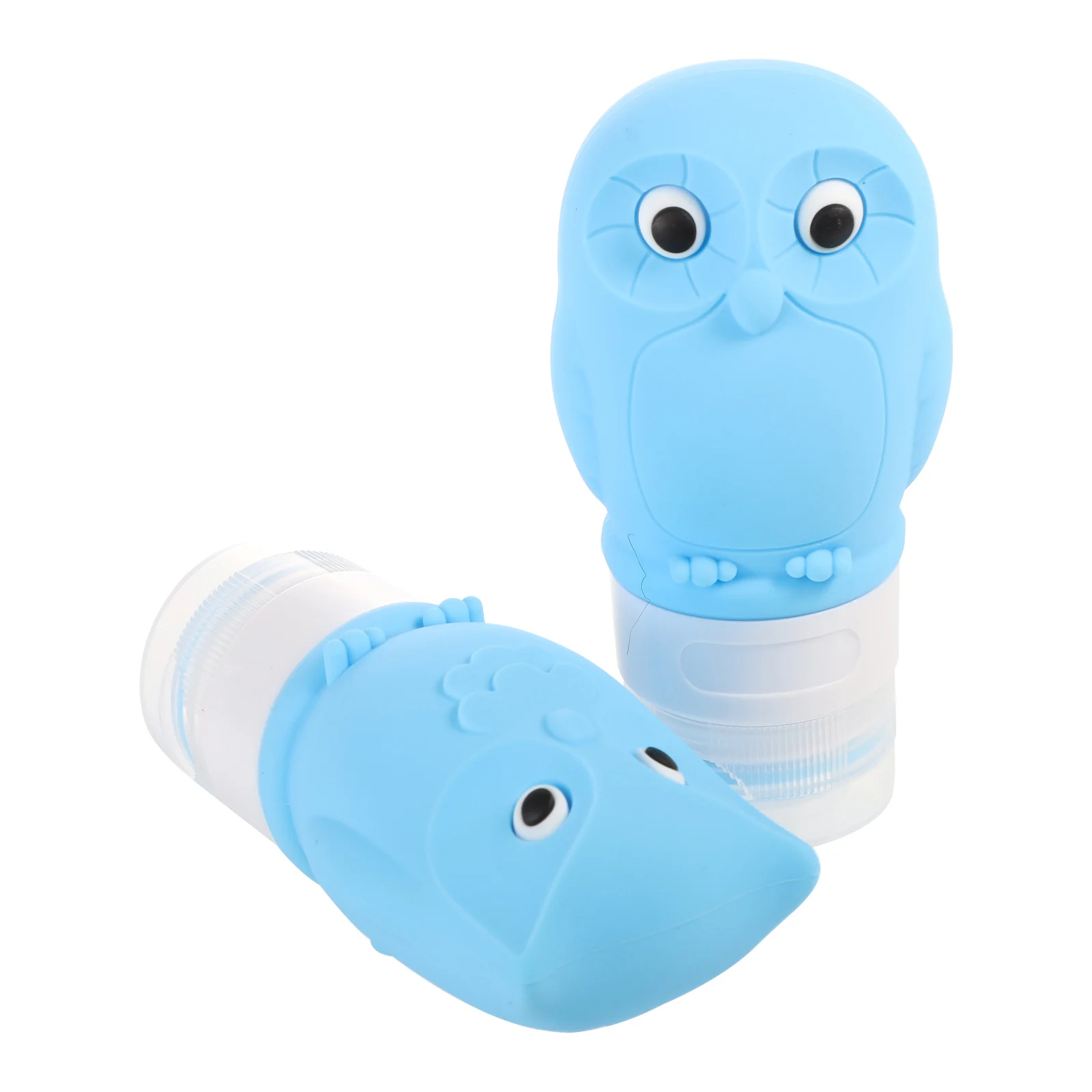 

2pcs Owl Travel Bottles Silicone Portable Refillable Wide Opening Leakproof Empty Containers for Home Office Camping
