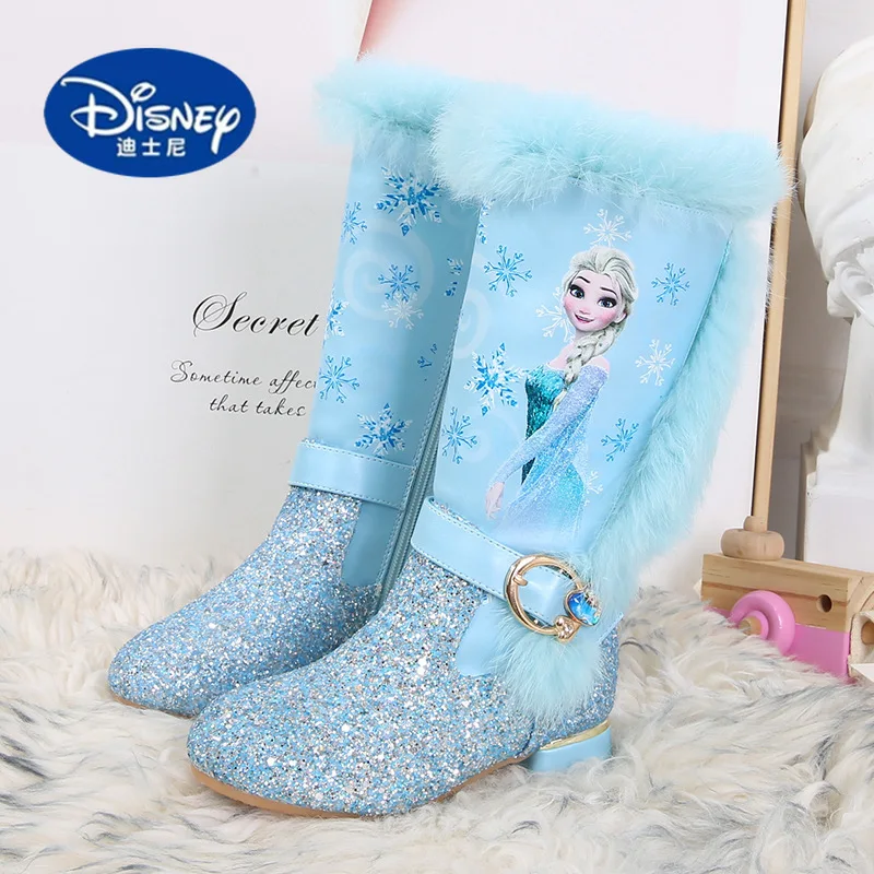 

Disney Girls' Winter Heeled Boots: Fleece-Lined Elsa Princess Long Snow Boots, Warm Cotton Boots for Kids & Teens