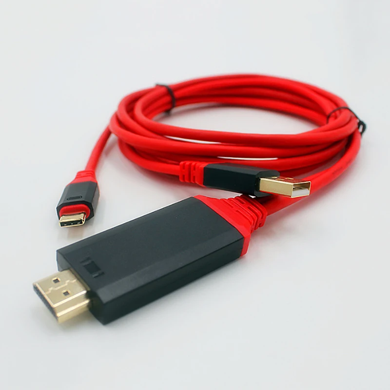 4k Ultra HD 1080P Adapter kabla konwerter 2m USB 3 w 1 typ C do HDMI kompatybilny kabel HDTV do ładowania dla Xiaomi