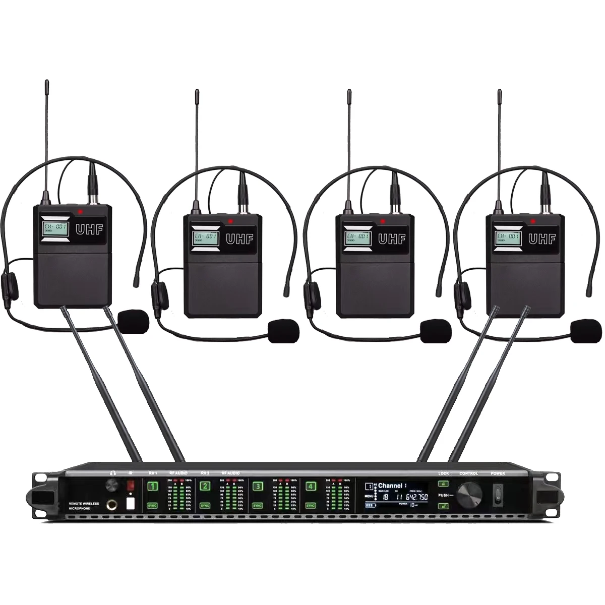 AD4Q-ME3 Headset Wireless Microphone System Digital LED Large Screen Display 4xKSM9 Beta58 Handheld Stage Singing