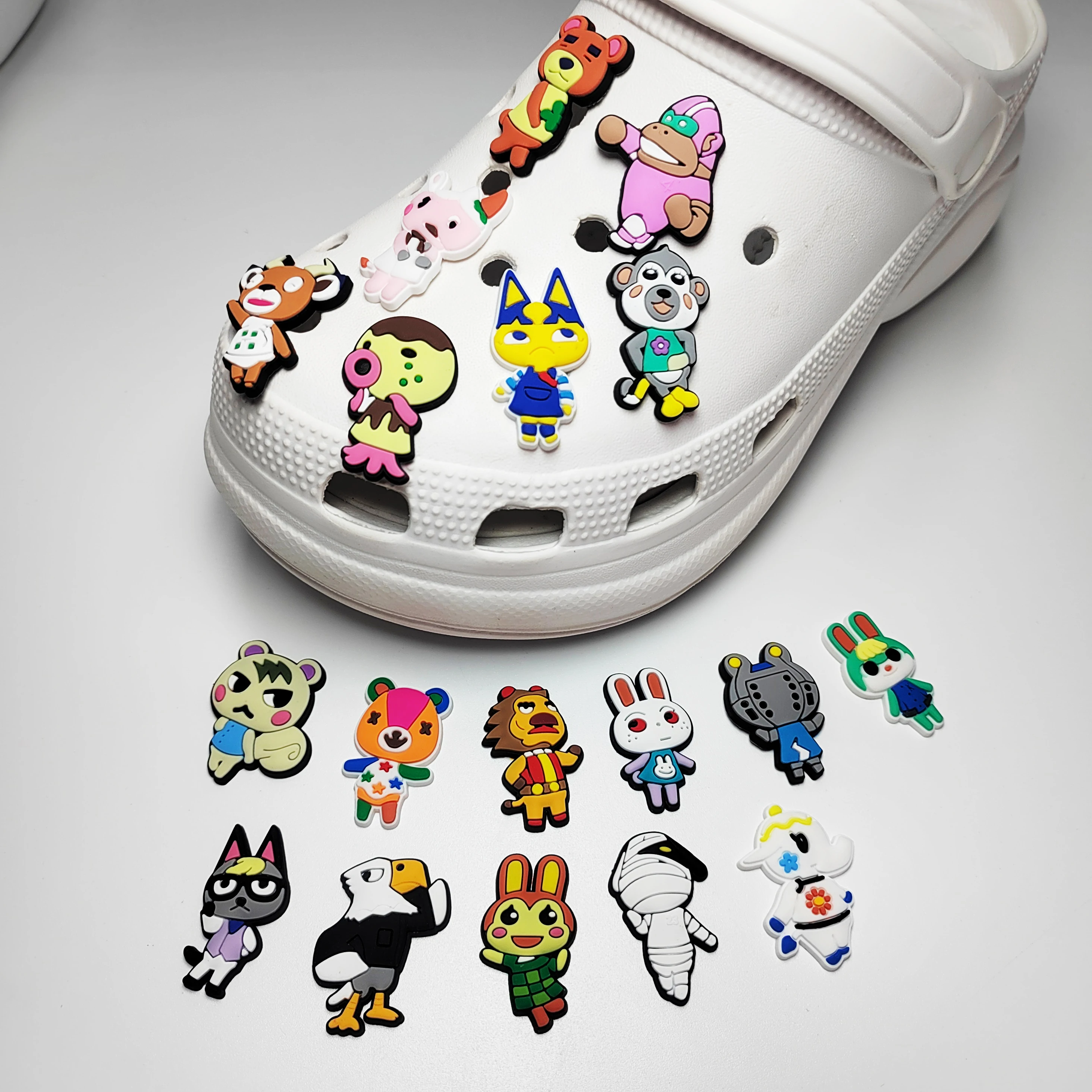 12-24Pcs Animals Cartoon Shoe Charms For Slides Sandals, PVC Shoe Decoration Accessories For Christmas Birthday Gift Party Favor