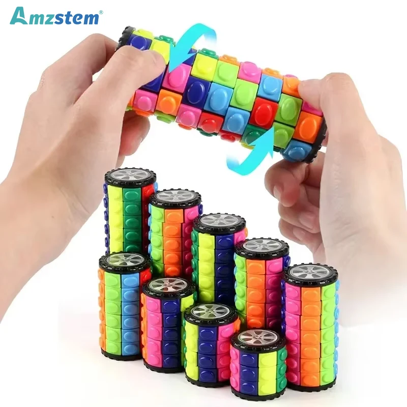 7/5/3 Layers 3D Corn Cube Tower Children DIY Rotate Slide Puzzle Cylinder Stress Relief Decompression Fidgets Toys for Kids Gift