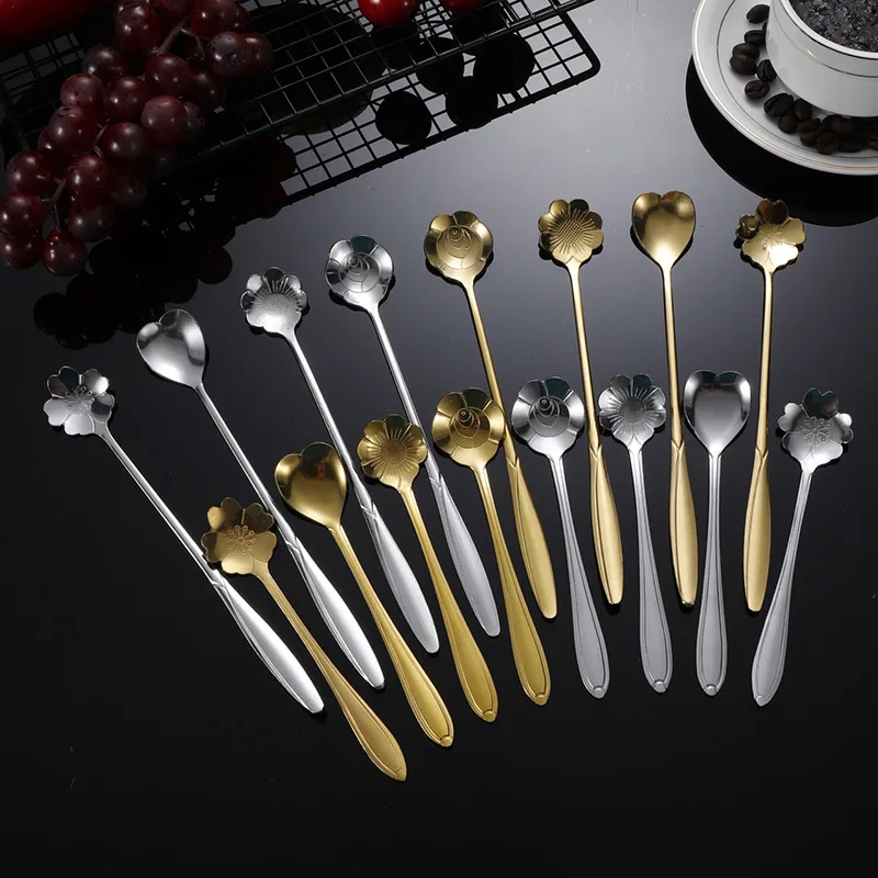 

Stainless Steel Long Handle Stirring Spoon for Ice Desserts Coffee