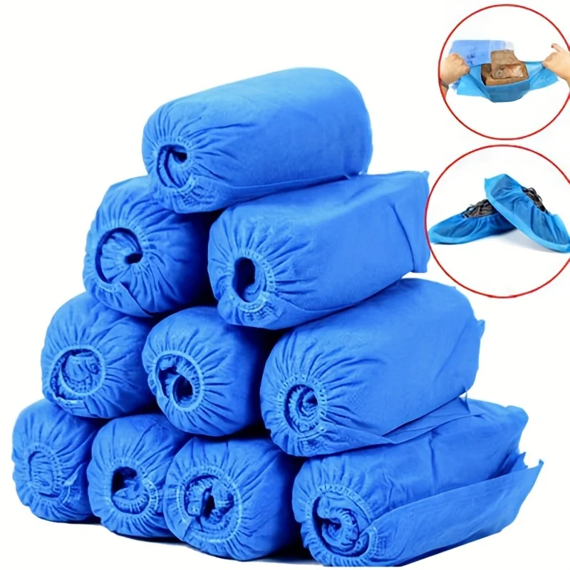 

100 Thickened Disposable Shoe Covers - Breathable, Dustproof, Anti-slip, Anti-static - Ideal for Family, Workshops, and Hospital