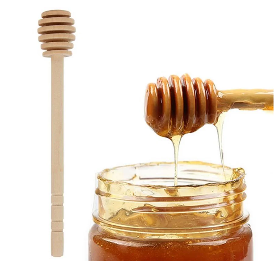 1000pcs Wooden Stick Stirring Rod Spoon Dip Server 160mm Long Wooden Mini Bee Honey Dipper Muddler Stirrer