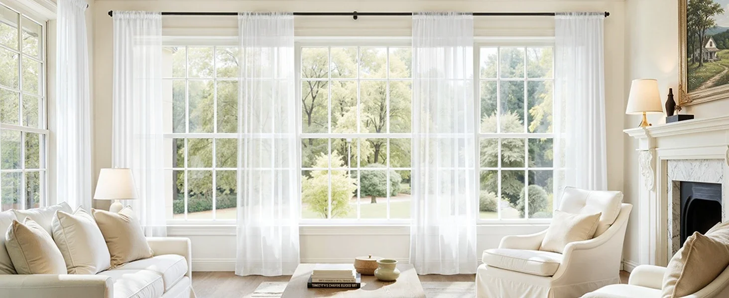 S-Falten Weiße Tüll-Gardinen für Wohnzimmer, Esszimmer, Schlafzimmer – Transparente Voile für Fenster, Modische Elegante Türvorhänge – Detail 2
