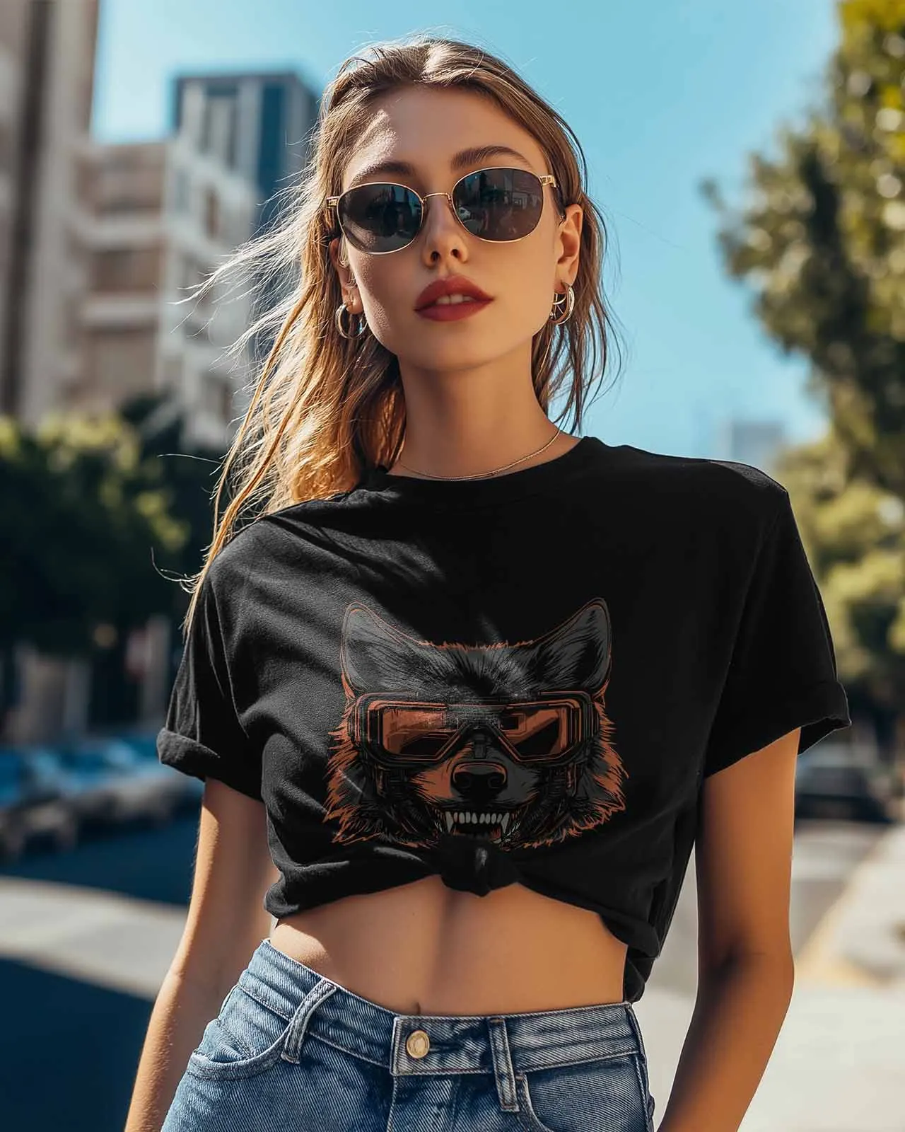 Hand Drawn Graffiti Street Wolves T-Shirt Lover Gift Sweatshirt Fitness T-shirt Short Sleeve O-neck Clothing Tops