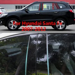8Pcs Glossy Black Door Window Trim Pillar Posts Molding Cover For Hyundai Santa Fe 2007-2012 AUTO Stickers