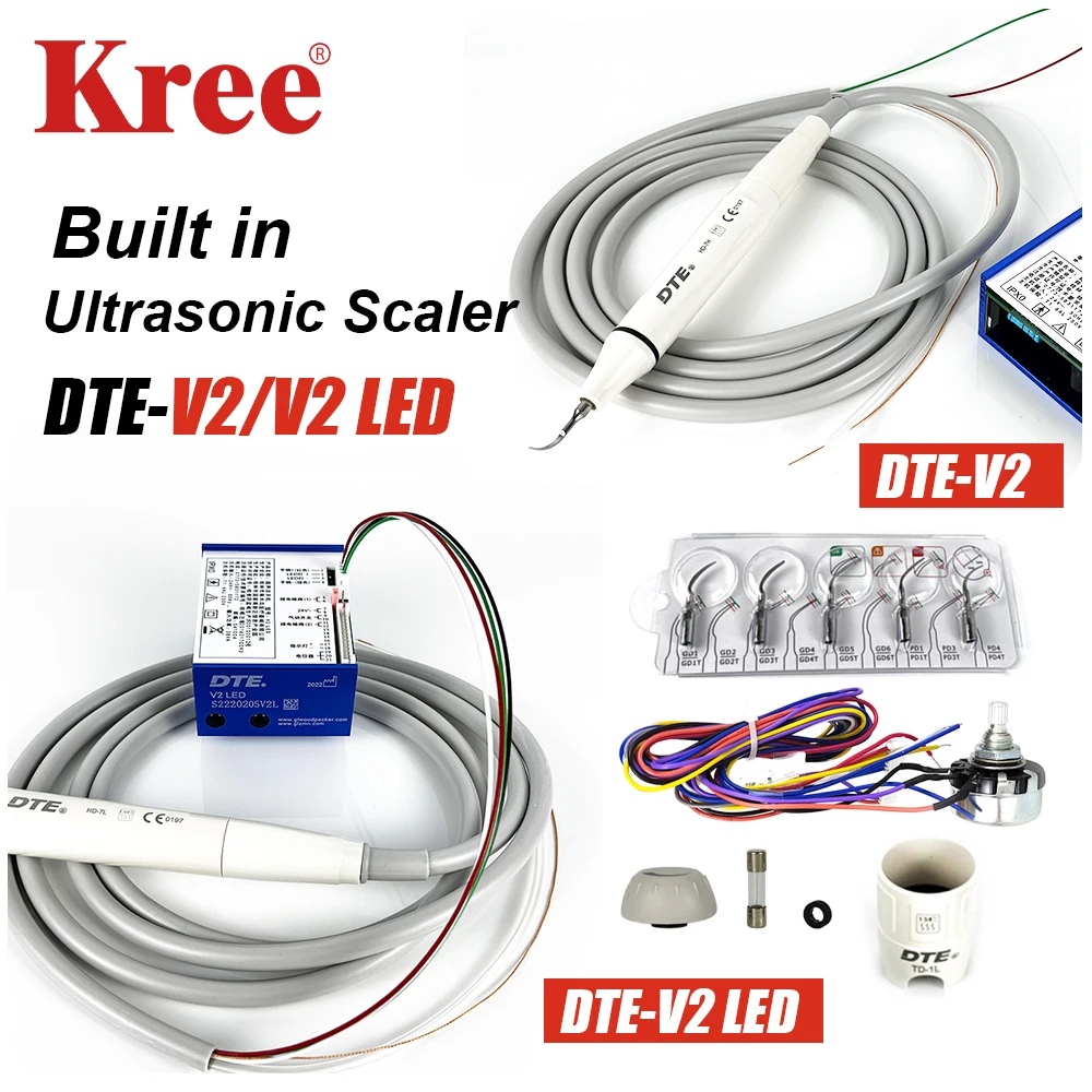D*E Dental Scaler Ultrasonic Build In V2/V3 LED Scaler Piezo Scaling Tips For Dental Unit Teeth Cleaning Whitening