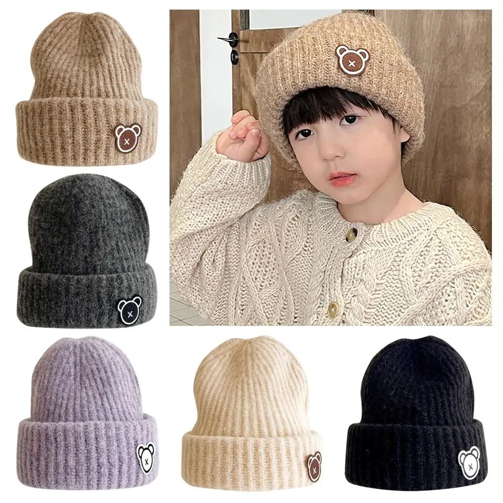 

Autumn Winter Solid Color Baby Boys Girls Hat Knitted Soft Kids Beanie Cap For 3-10 Years Windproof Warm Hat
